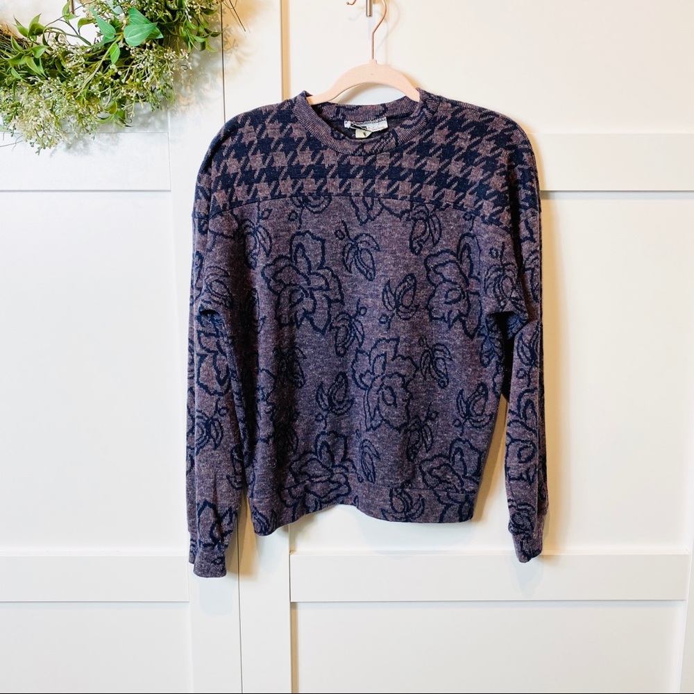 NOUVELLE Susan Miller boho floral purple sweater